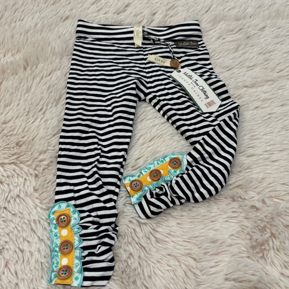 Black and White Striped Kids Leggings